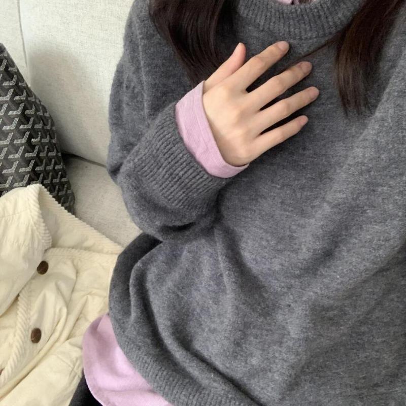 

Серый ретро короткий свитер женский осенний, зимний и зимний утолщенный высококачественный мягкий восковой суперкрасивый вязаный свитер-базовый топ One Size