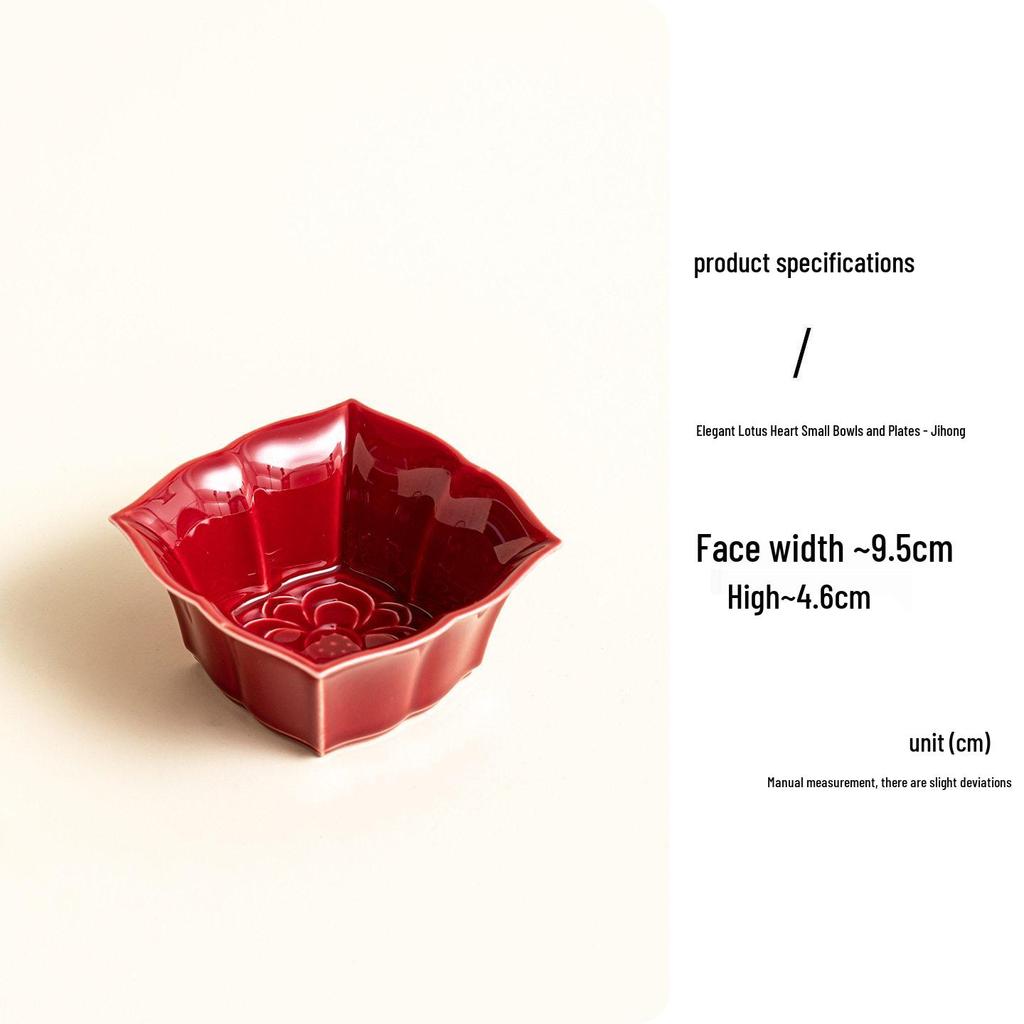 Red Ceramic Dessert Plate: Retro Chinese Pastry & Fruit Display Dish