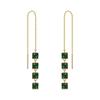 Emerald Square Ear Thread Tassel Earrings for Women - 2021 Trend Dangle Jewelry