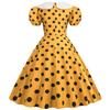 Kragen Elegantes Damen Sommerkleid Puff Kurzarm Pünktchen Vintage Kleid A-Linie Midi Party Sonnenkleid