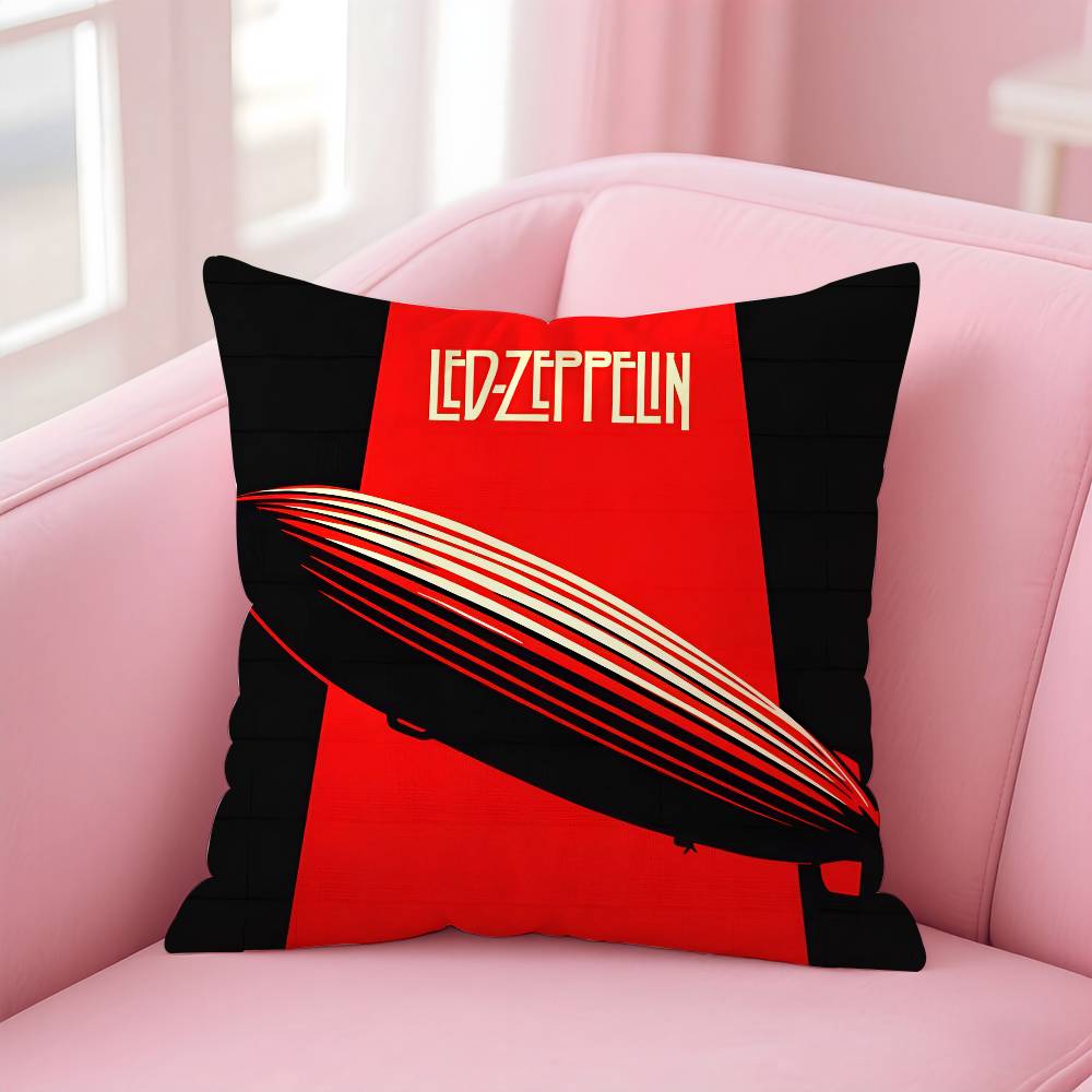 

Подушка Rock Band L-Led Zeppelin Наволочка Защита от пылевых клещей Наволочка Невидимая молния Шелковистый короткий плюш Чехол для диванной подушки 16x16Inch