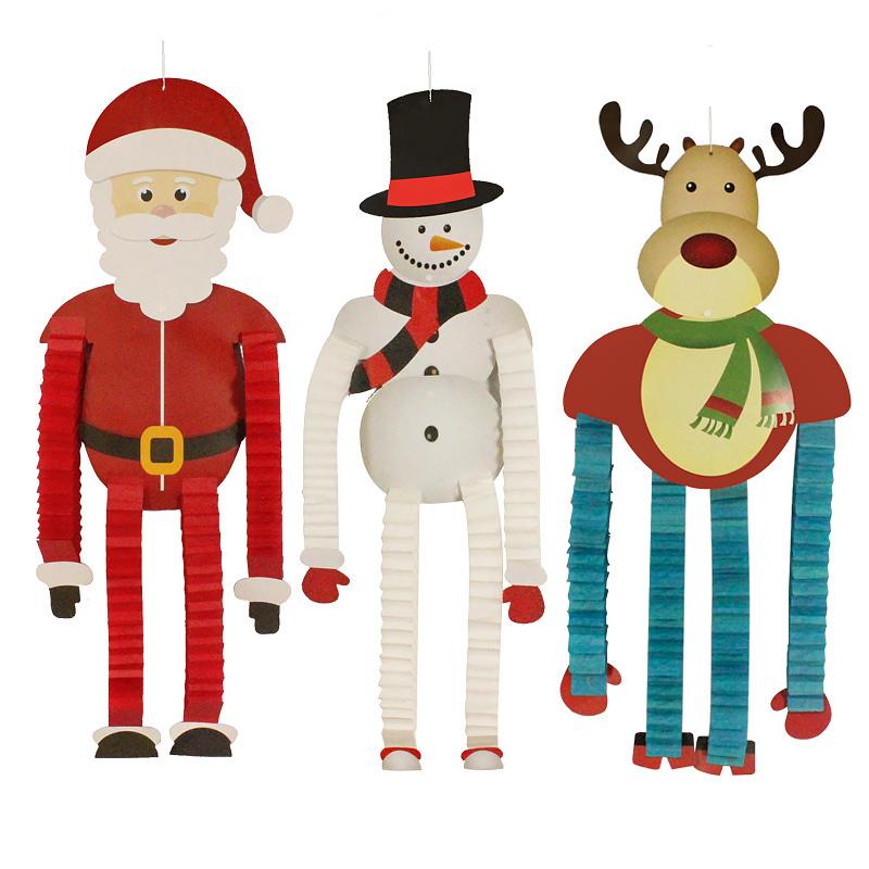 Christmas Cartoon Style Cute Home Decoration Store Window Display Santa Claus Style Christmas Tree Ornaments 1PC/3PCS