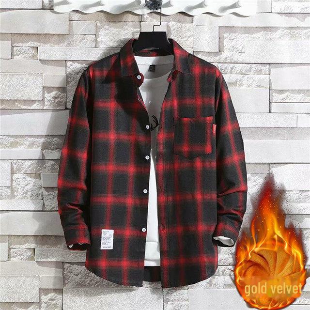 2024 Men's Plaid Velvet Warm Long Sleeve Shirt - Autumn/Winter Collection