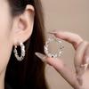 Silver Needle Geometric Heart Hoop Earrings - Retro & High-End Style for a Bold Look