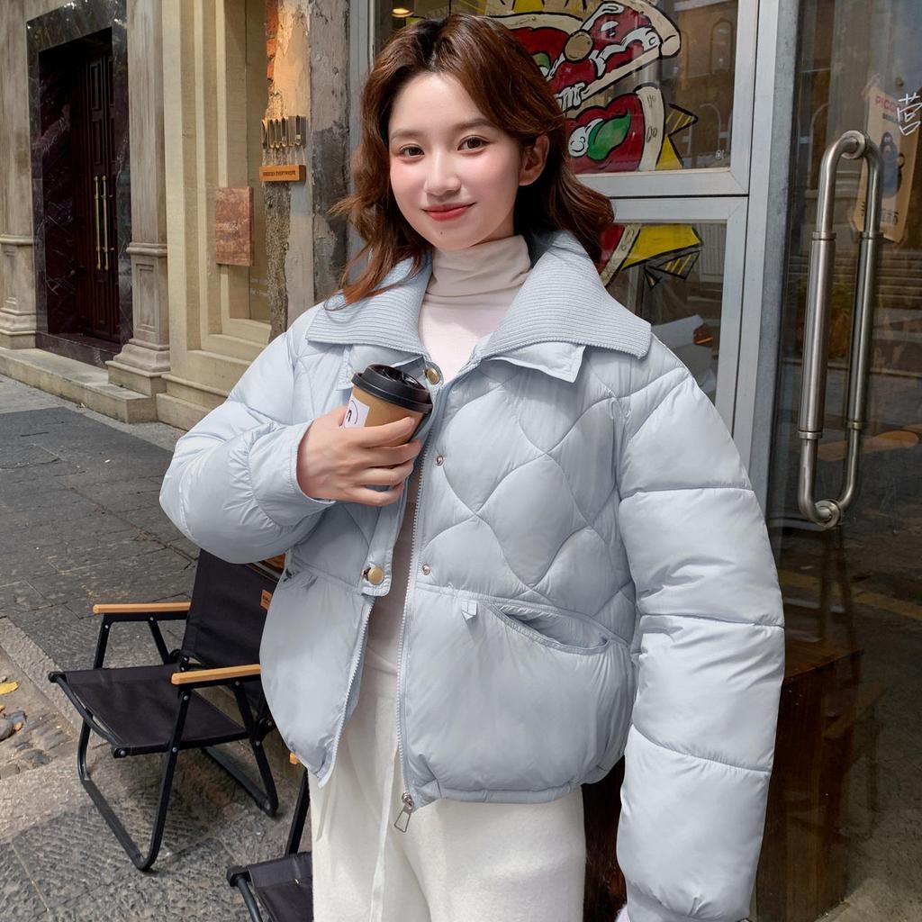 Herbst Winter Verdicken Warmer Parka Damen Lässig Süß Einfarbig Große Tasche Lockere Jacken Oberbekleidung