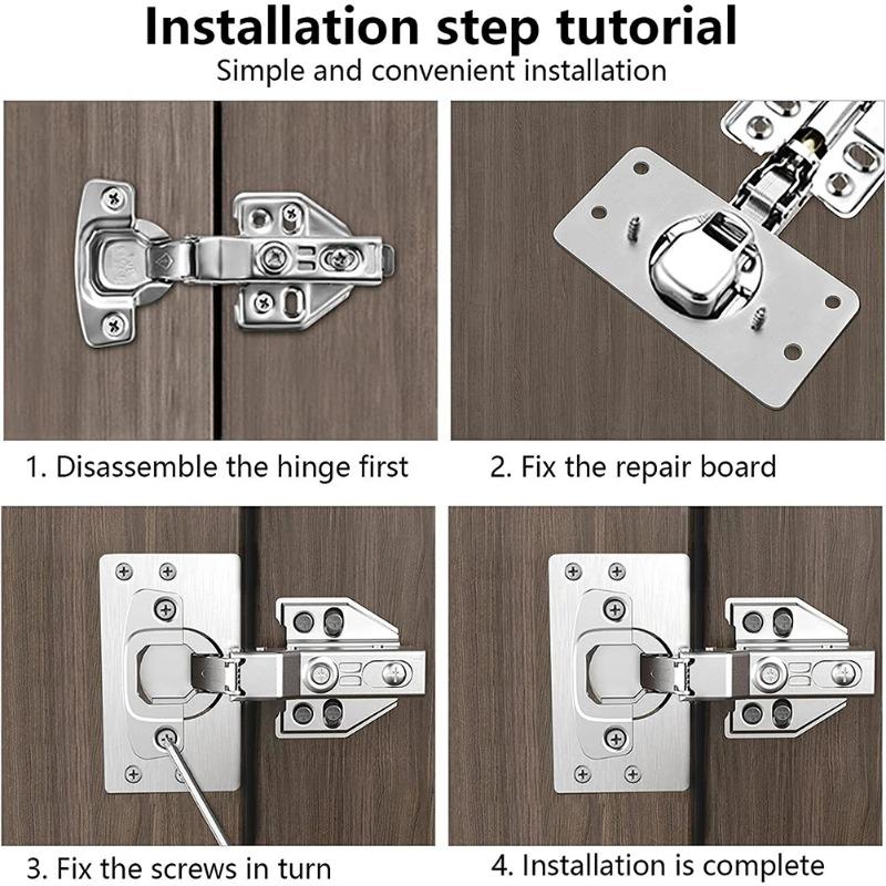 20Pcs Cabinet Hinge Repair Plate Kits Stainless Steel Kitchen Cupboard Door Hinge Mounting Plate With Holes Fixing Brackets