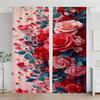 2pcs Romantic Red & Pink Rose Heart Curtains Bedroom Living Room Window Decor Valentine's Day Chic Home Decor Rod Pocket Curtain