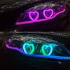 LED Modified Headlights With Bluetooth APP Fog Lights Heart Aperture 2 RGB Heart Row