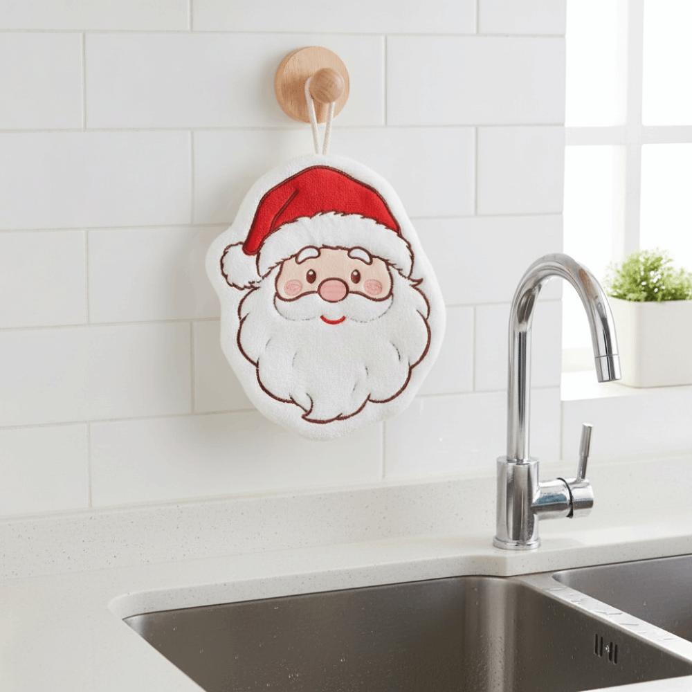 Kawaii Xmas Hanging Hand Towel Creative Cleaning Hand Cloth Christmas Tree Hand Towel Home Decor