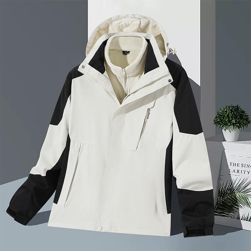 Unisex 3-in-1 Detachable Jacket Set: Hooded Warm Sports Coat for Autumn and Winter