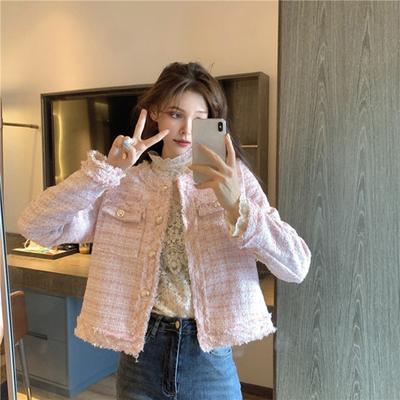 Women Jacket Celebrity Style Short Type Round Neck Long Sleeves Single-breasted Cardigan Ripped