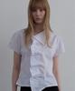 Unessin Asymmetrical Shirred Blouse_Ivory
