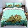 Adorable Turtles In Ocean Cartoon Print Bedding Set 1 Duvet Cover 2 Pillowcases For Adult And Children Luxury Gift Full Size