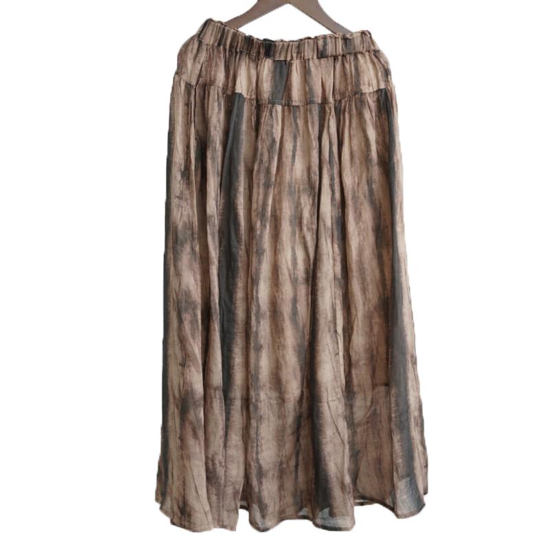 

Johnature Женские винтажные юбки А-силуэта с эластичной талией, цветочные узоры, летние свободные юбки в китайском стиле One Size