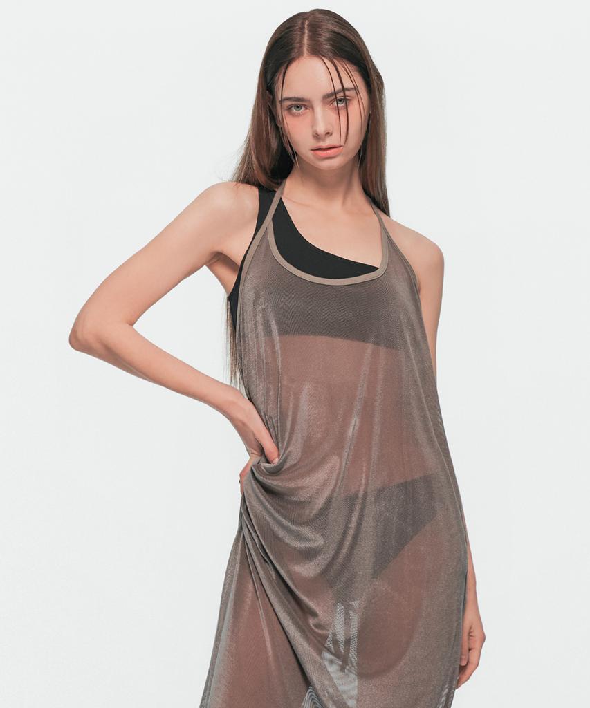 Yuum Velvet Mesh One-Piece Gray