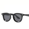 Non-polarized Men Plastic Round Rice Nail Sunglasses Compact and Simple Casual Fashion Style Vintage Punk Shade Rivet Concave Frame Eyewear