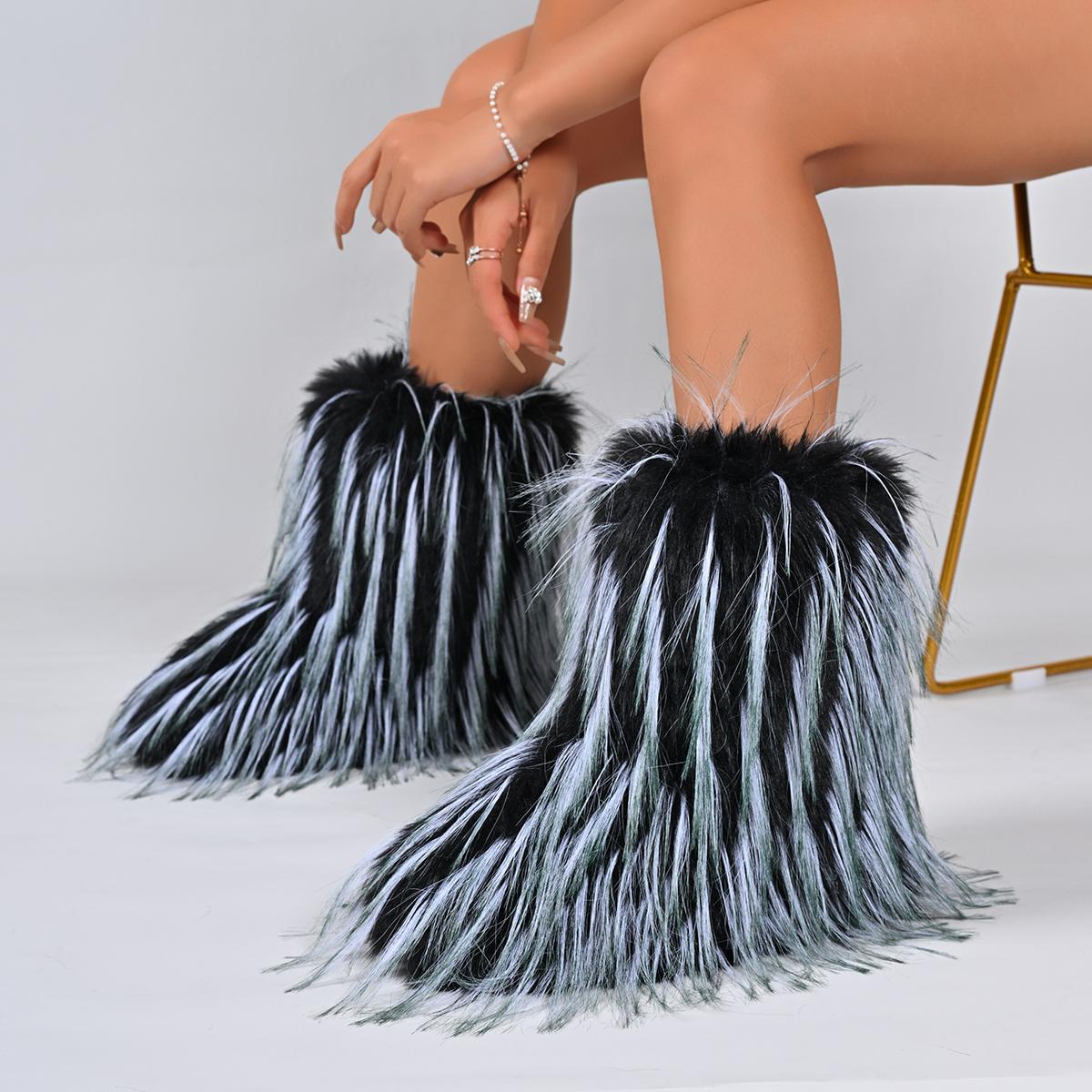 

Зимние женские ботинки Роскошные Удобные Модные туфли для женщин 2025 Новые Уличные Пушистые Ботинки из Искусственного Меха Женские Плюшевые Теплые Снежные Ботинки 40 зелёный