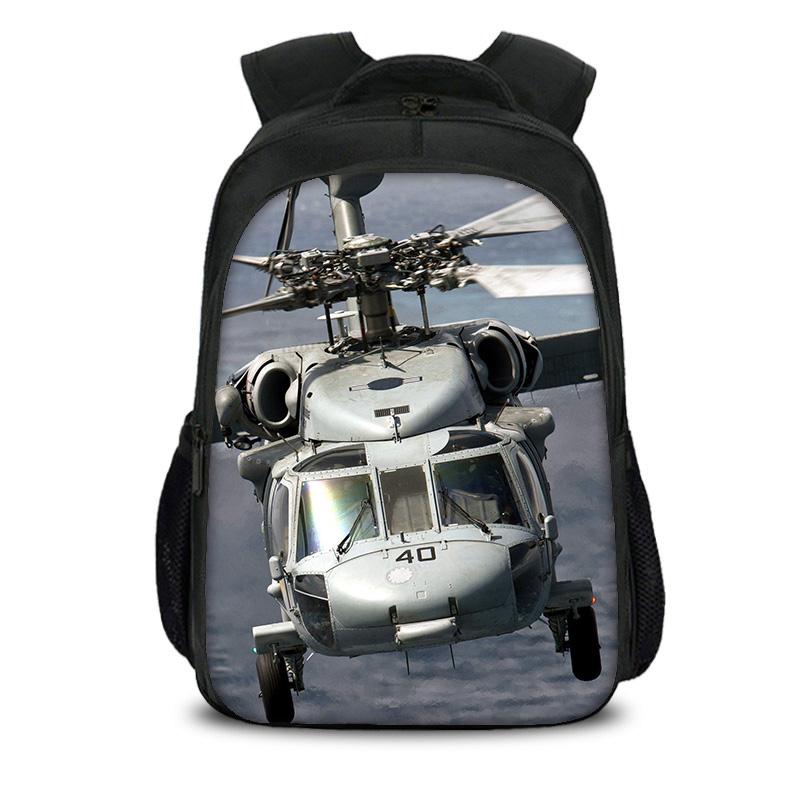 Helicopter Large Capacity Lightweight Double-layer Backpack with New Mechanical Printing the Best Gift for Boy and Girl Schools