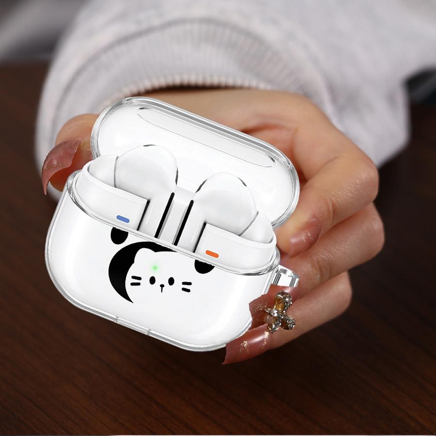 Cute Footprint Kitten Dog Case For Samsung Galaxy Buds 4Pro 4 Pro Live 2 3 FE 3Pro 2Pro Clear Earphone Cases Cover With Hook