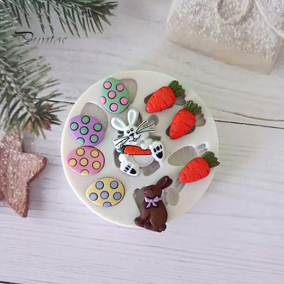 Simpatico stampo in silicone a forma di uovo di gallina, stampo in silicone per torta fondente al cioccolato, stampo per caramelle, fiore per coniglietto, carota