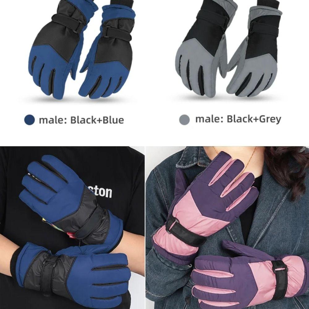 1 Pair Adjustable Snow Warm Gloves Full Finger Winter Warm Gloves Ski Warm Gloves  Men Women