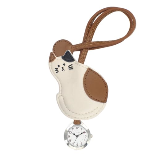 IWAWP Catmint Turning Cat Hang Watch E03423A-6 WH/BR Women's Pocket Watch
