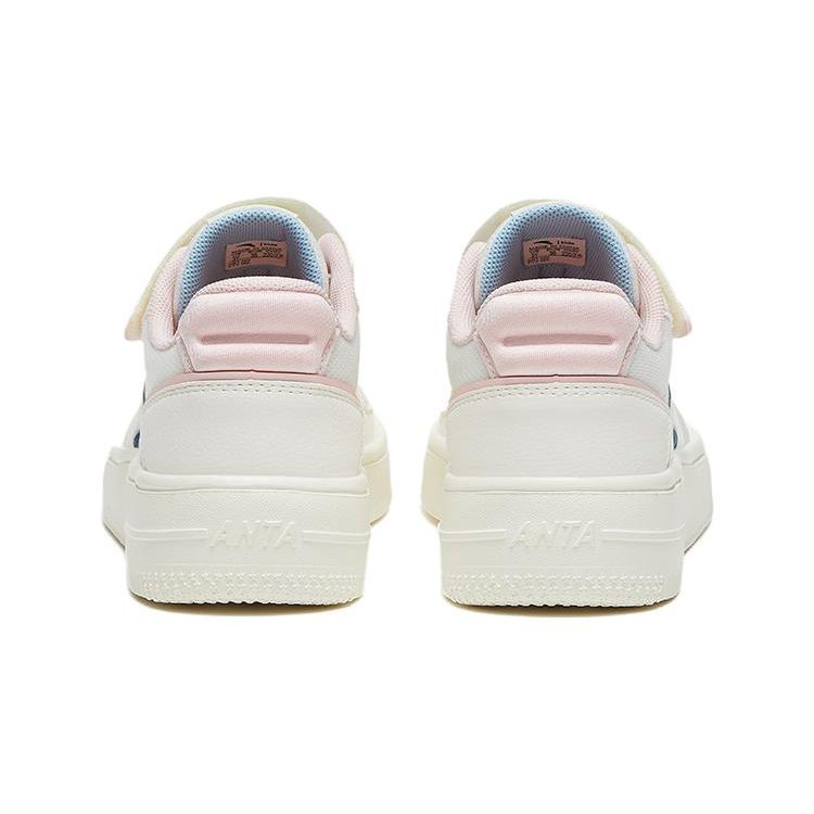 Anta Comfortable Versatile Non-Slip Durable Low-Top Skate Shoes Kids Sneaker White Blue Pink 322328003-2