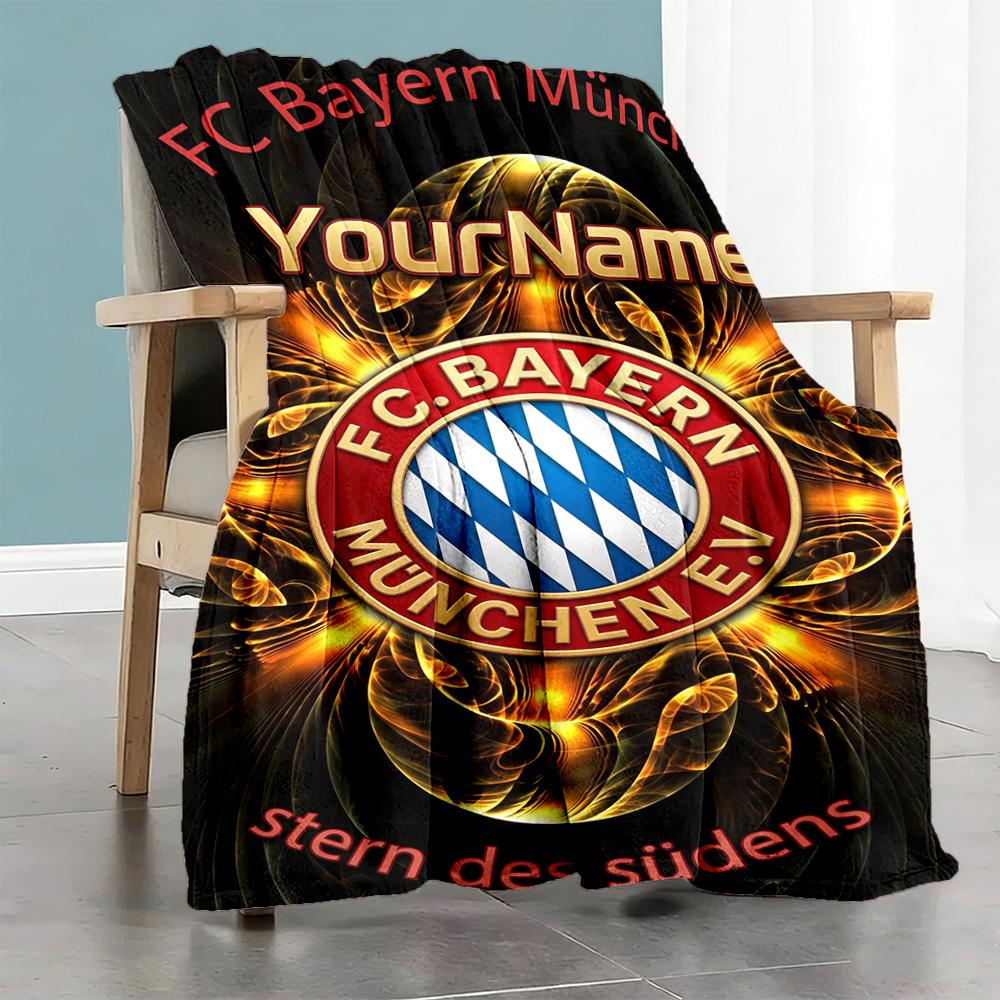 Bayern Munich Personalized Text Blanket Gift Personalized Blanket Soft Warm Cozy Suitable for Couch Living Room Livingroom Nap Four Seasons Universal