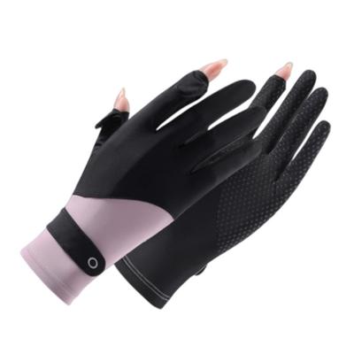 A Pair of Summer Women's Outdoor Cycling Driving Glove Sunscreen Touch Screen Gloves Non-Slip Quick Dry Ice Silk Breathable