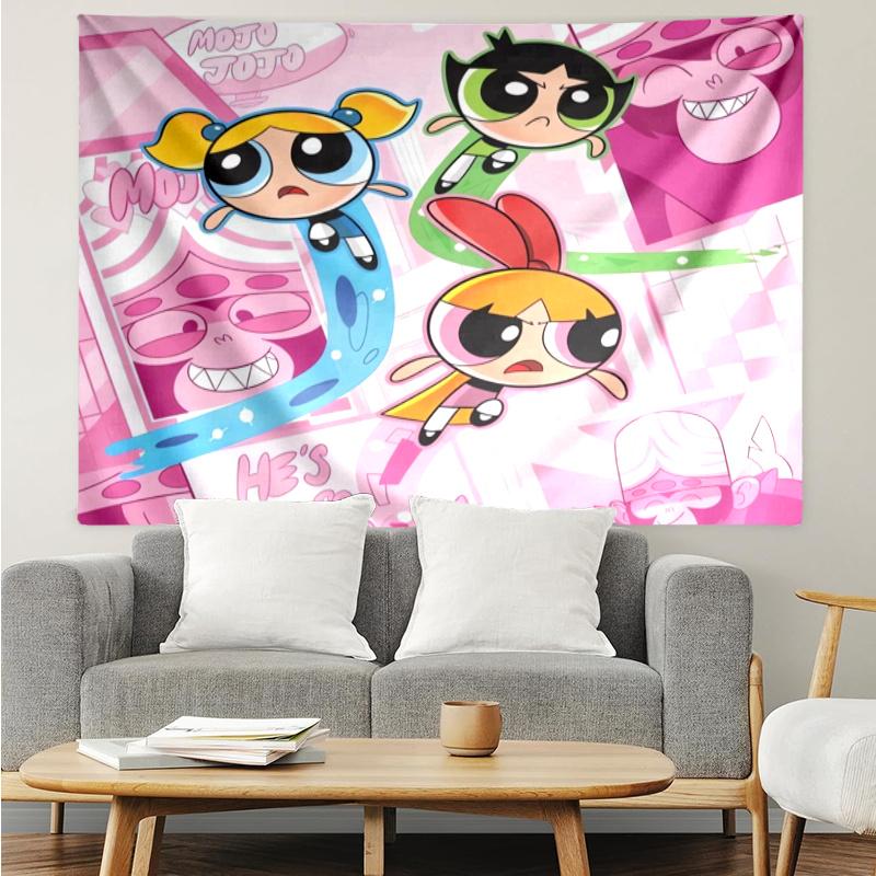 Powerpuff Wall Hanging Tapestry Wall Cloth Tapestries Decor Wall Bedroom Decoration