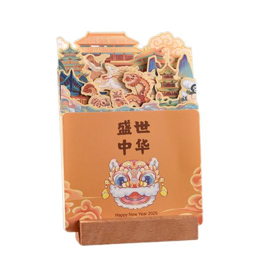 2025 Bloomy Flower Calendar with Wooden Base Unique Vase Shape Paper Material Desk Calendar Bookmark