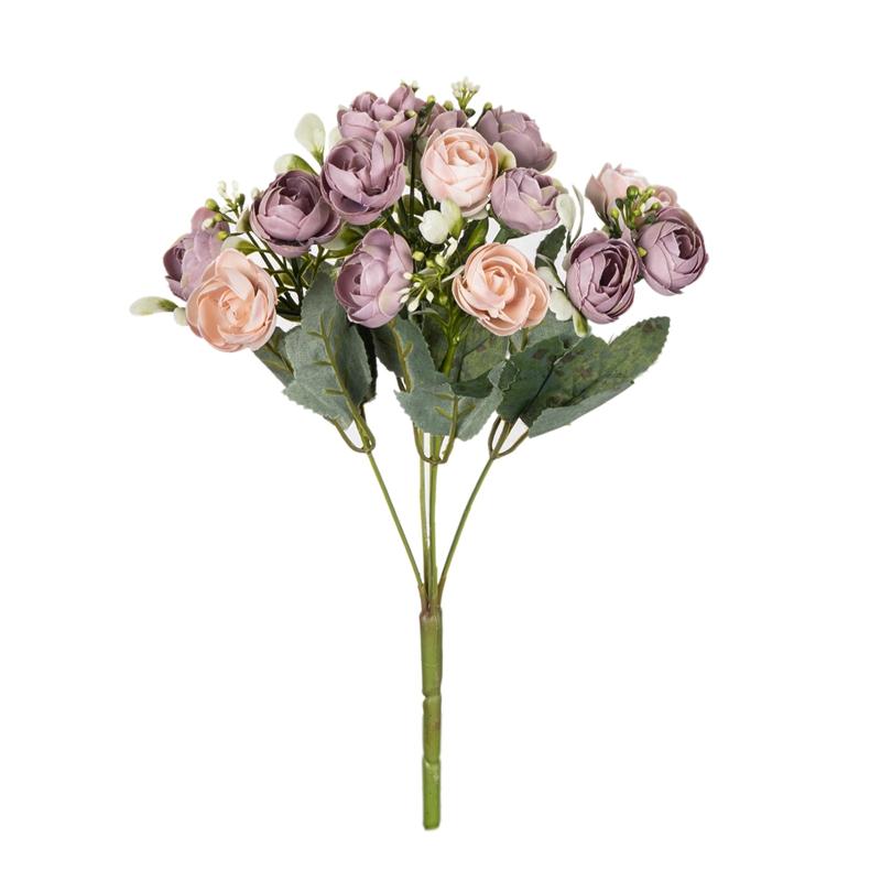 15 Heads Silk Roses Small Tea Bud Artificial Flowers Wedding Festival Room Decor Home Ornamental Flowerpot Photography Props Diy