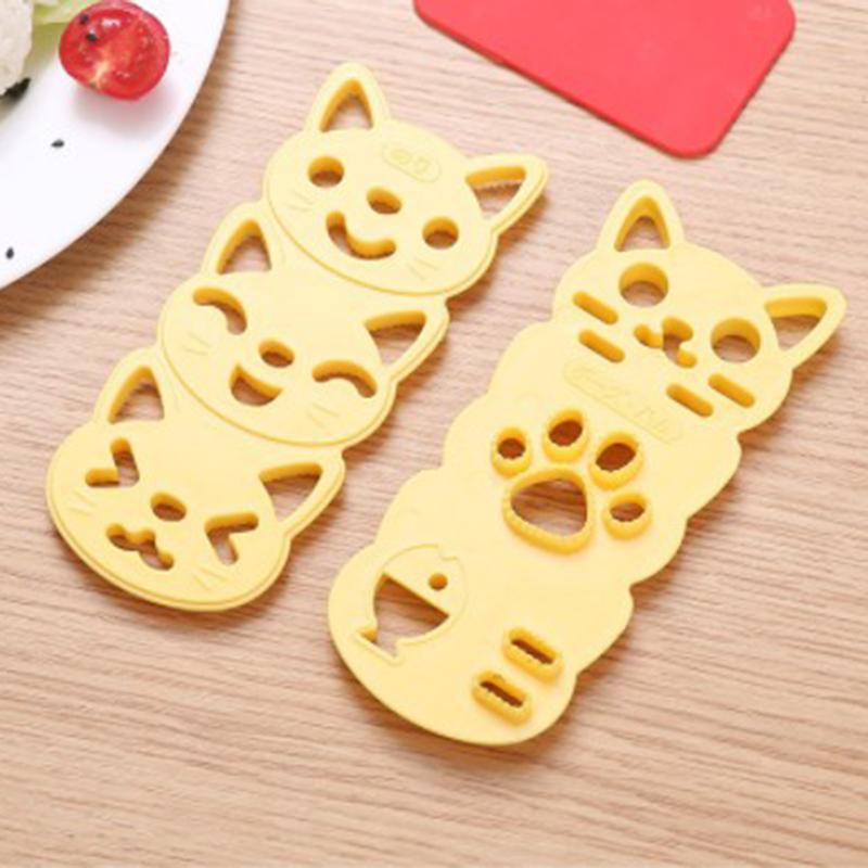 1 Sett Søt Smilende Katt Sushi Risform Dekor Kutter Sandwich DIY Verktøy