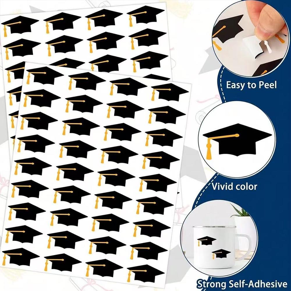 Runtowo 10 Sheets Graduation Cap Label Graduation Thank You Stickers Graduation Envelope Seals Graduation Gift Bag Stickers