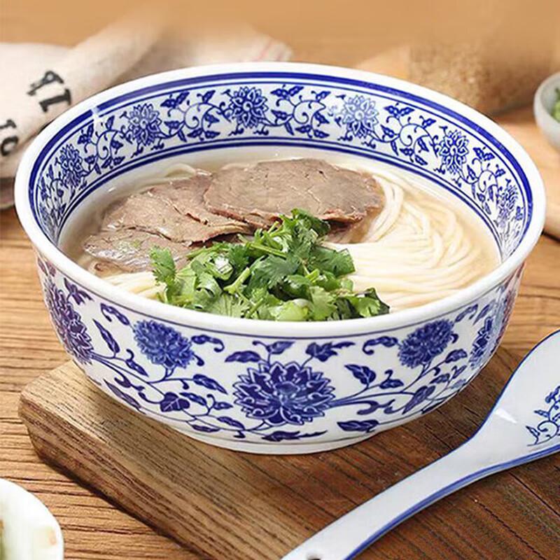 Blue and White Ceramic Soup Noodle Bowl