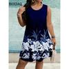 Summer Dress Women'S Tie Dye Sunflowers Vest Short Dress Sundress Casual Printed Sleeveless A-Line Tank Dress Y2k Ladies Clothes