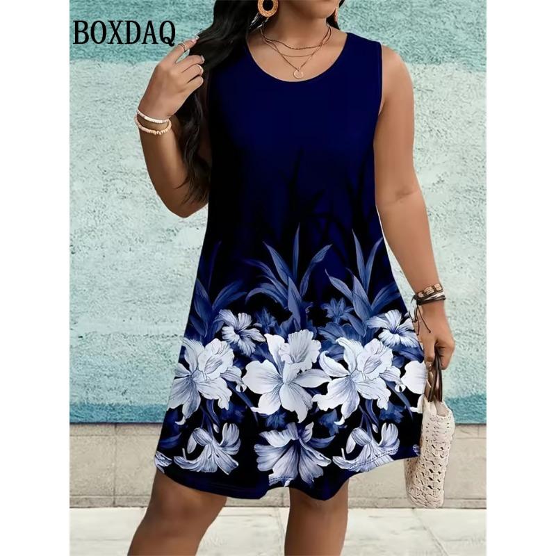 Summer Dress Women'S Tie Dye Sunflowers Vest Short Dress Sundress Casual Printed Sleeveless A-Line Tank Dress Y2k Ladies Clothes