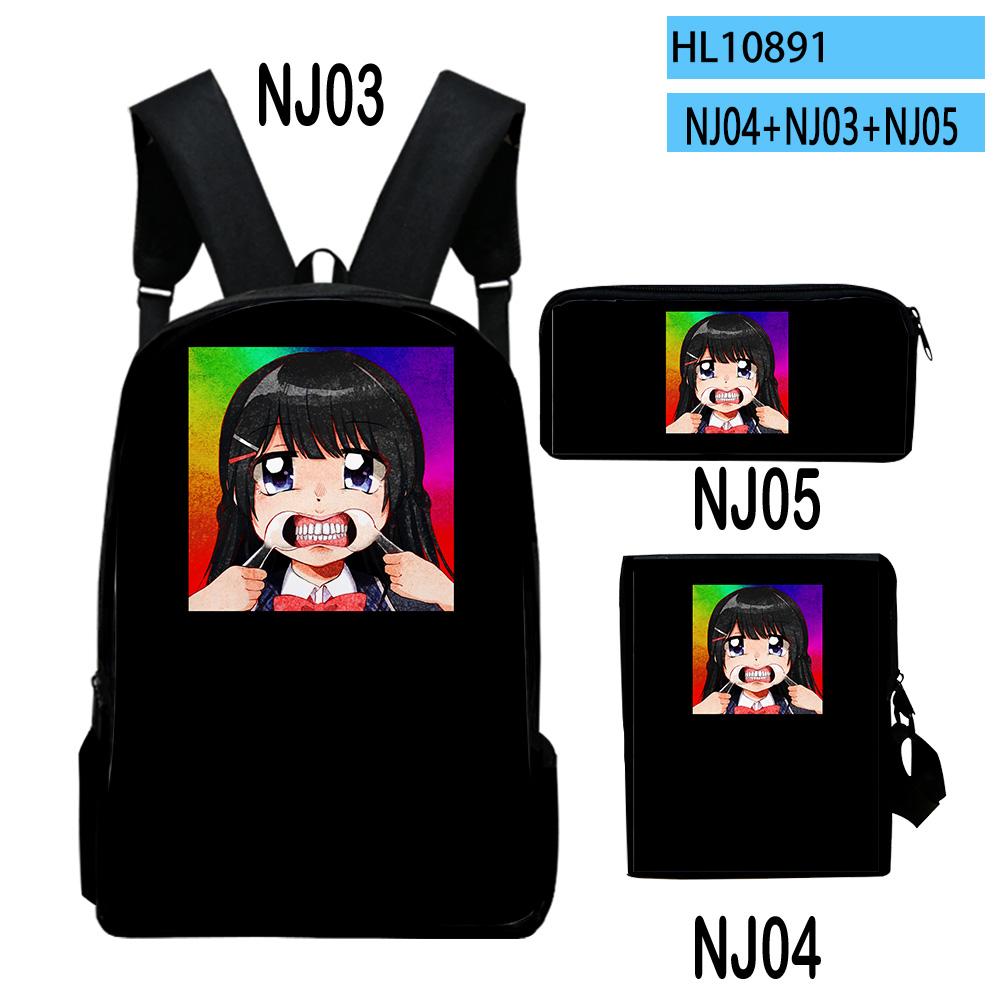 Popular VTuber Tsukino Mito Anime 3D Print 3pcs/Set pupil School Bags Laptop Daypack Backpack Inclined shoulder bag Pencil Case