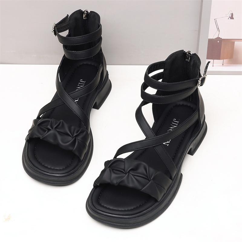 

Girls Sandals 2025 Summer New Girls Roman Shoe Anti slip Middle and Large kids Sandals Fashion Girls Shoe Comfort Child Shoes 23insole 14.5cm чёрный