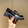 Leather Jk Small Leather Shoes Platform British Style 2025 New Spring Versatile Single Shoes Women's Black One-pedal Loafers