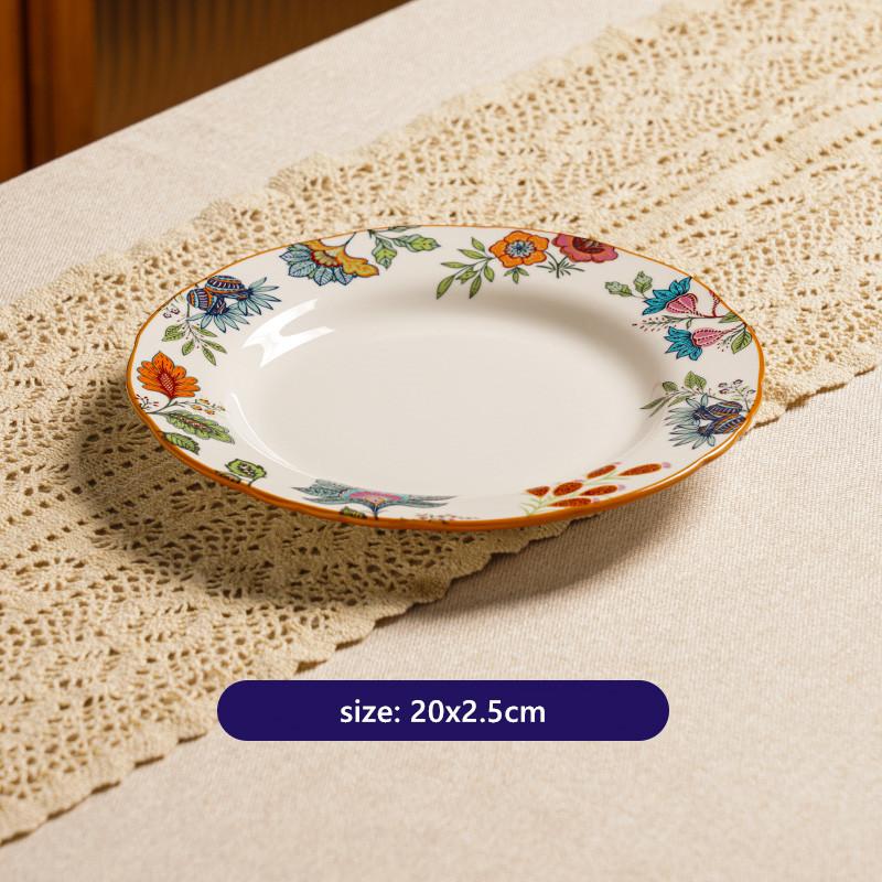 1pc Thickened Ceramic Plates Household Exquisite Noodle Bowls Chinese Ceramic Fruit Salad Plates Kitchen Tableware Accessories