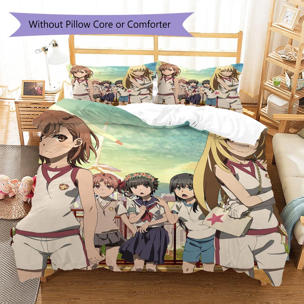 Scientific Railgun Pattern Bedding Quilt Set Quilt Cover Pillowcase Home Decoration Birthday Gift (1 * duvet cover + 2 * pillowcase, without core)