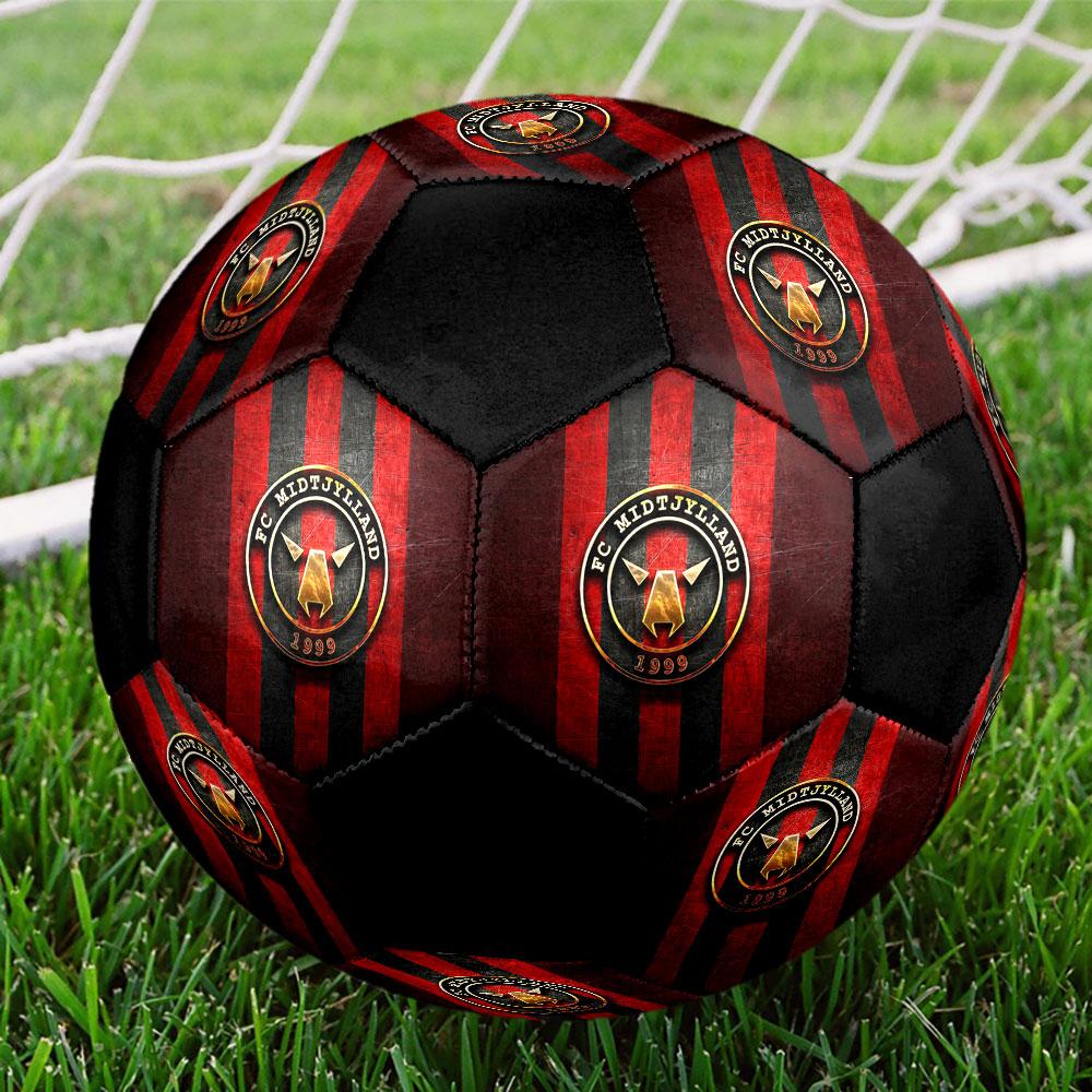 1PC Midtjylland POSTER Size 5 Soccer Ball PrahaIndoor Soccer Ball Colorful All Ages Machine Stitched PVC Competition Ready Durable High-Bounce