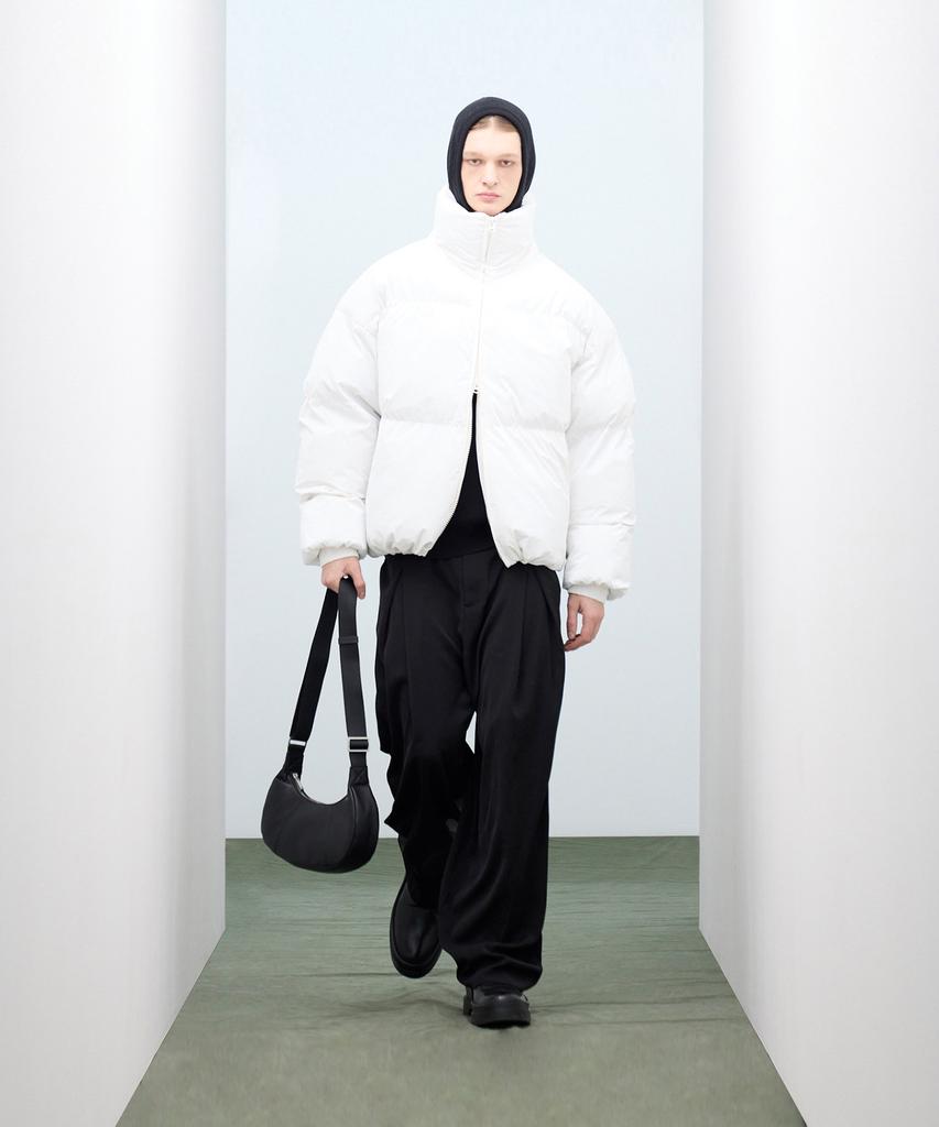 Ironyporno Whiteline 86-Iro339 Essential Glossy High-Neck Short Padded Jacket White