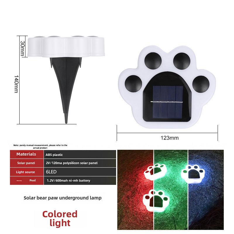 

Светодиодный солнечный садовый ландшафтный светильник для двора и газона 6 LED Paw Light - Color