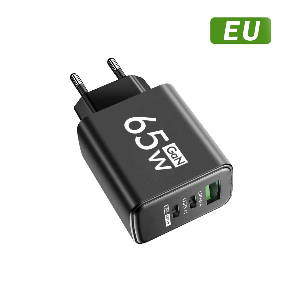 Gesamt 65W GaN Ladegerät USB PD Typ C Schnellladung 3 Anschlüsse Handy-Adapter QC3.0 Für iPhone Pro Max Samsung Galaxy Xiaomi