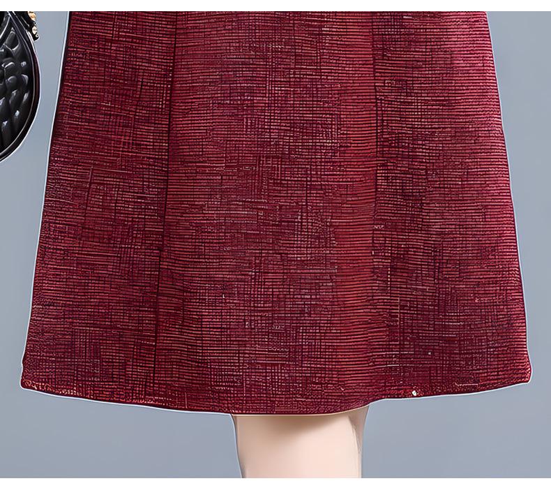 Elegant Winter Plus-Size Mid-Length Faux Two-Piece Dress for Mother-in-Law's Wedding Banquet 2025