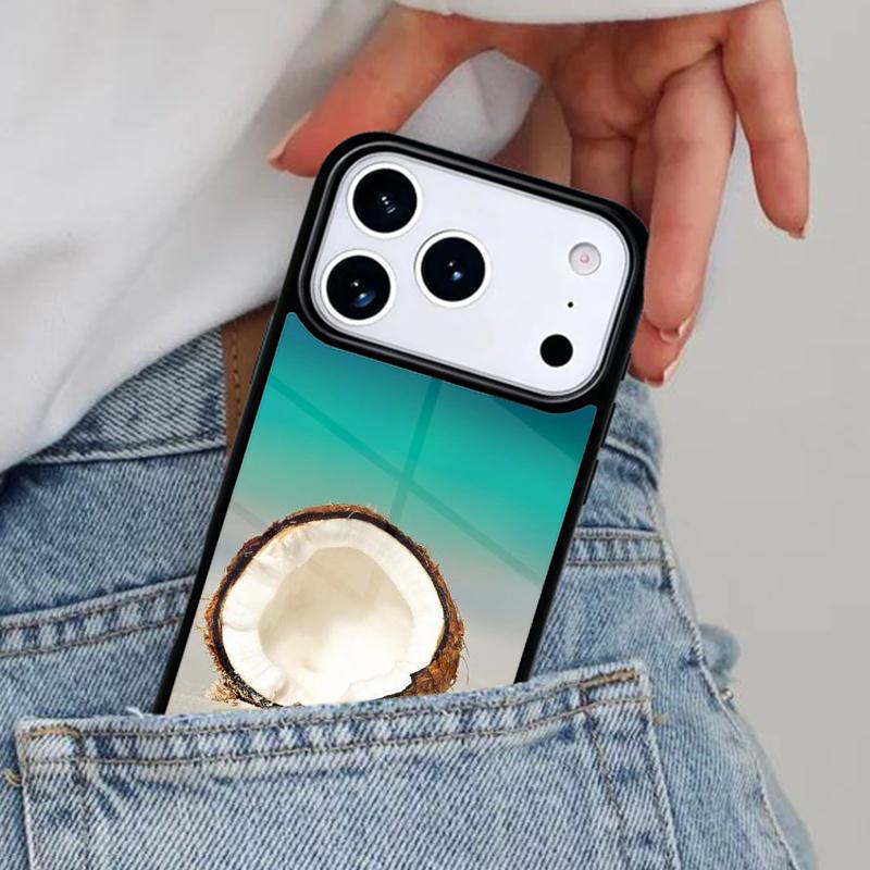 Summer Fruit Coconut On the Beach Phone Case for iPhone 17ProMax 12 13 14 15 16e 17 Pro Max Plus Air Cover