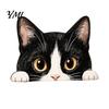 Cute Cat Theme Room Decor Shelf Sitter Ornament, Wooden Peeking Kitten Figurine, Desk 2D Flat Decorative Statue for Desktops And Bookshelves