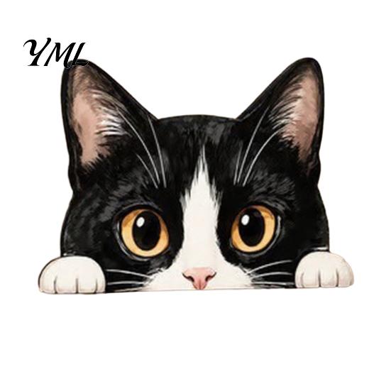 Cute Cat Theme Room Decor Shelf Sitter Ornament, Wooden Peeking Kitten Figurine, Desk 2D Flat Decorative Statue for Desktops And Bookshelves